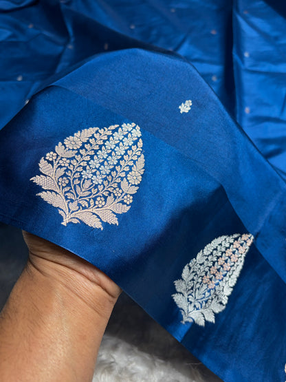 German blue Shades Handwoven Pure Katan Silk Paper Silk RM-69