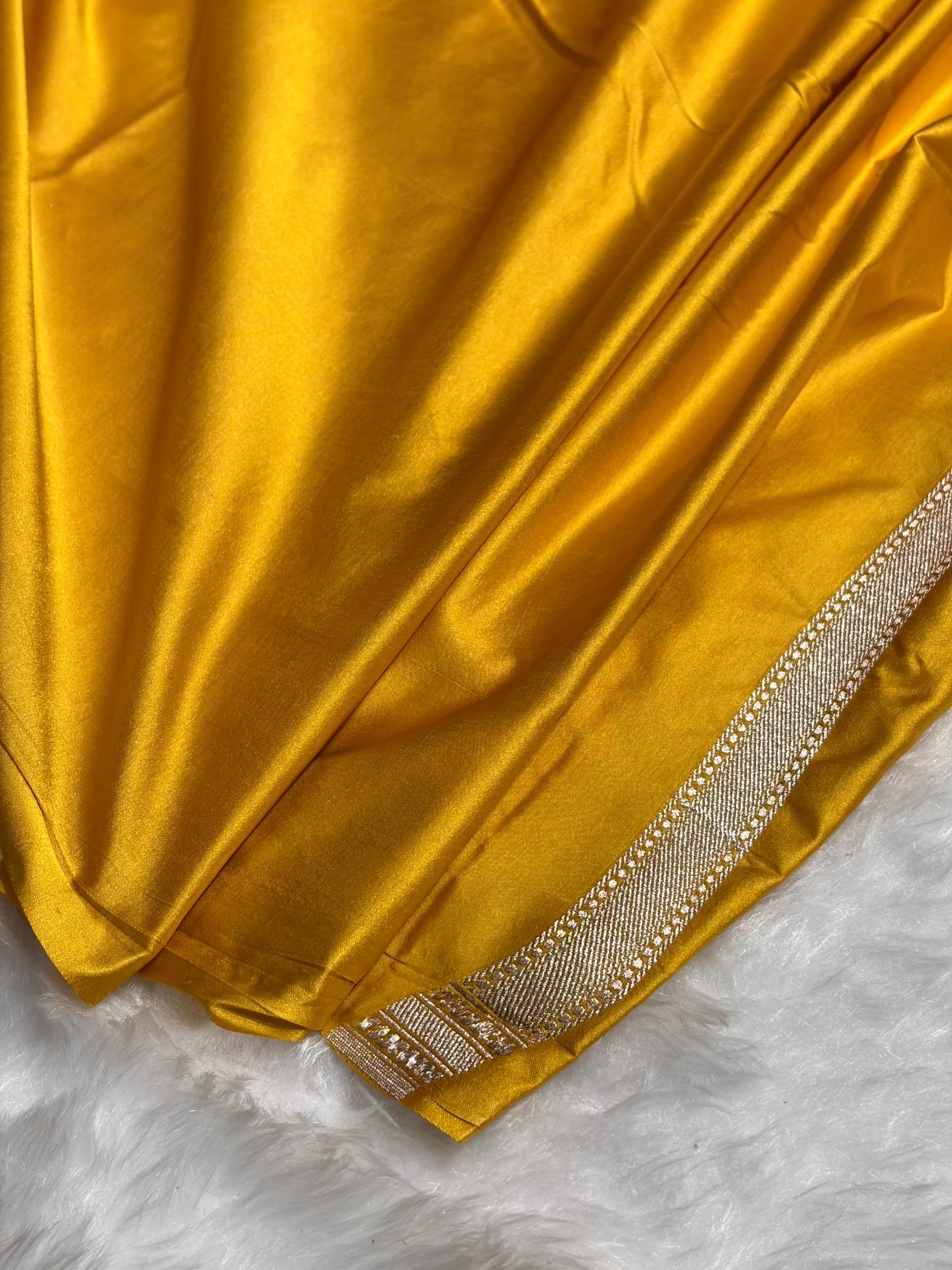 Mustard Gold Shades Scallop Mashru Silk Saree MS20