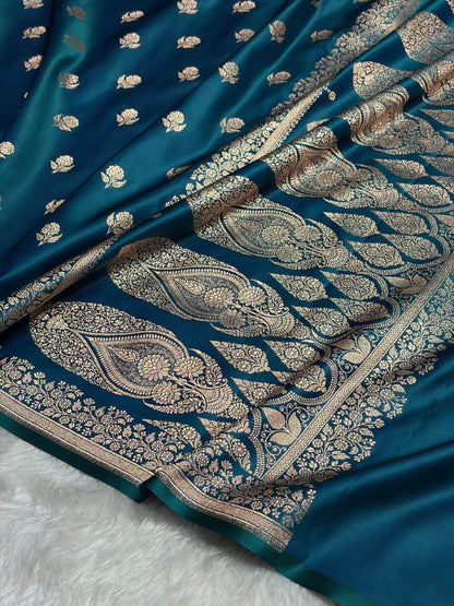 Peacock Floral Booti Katan Silk Saree SK23