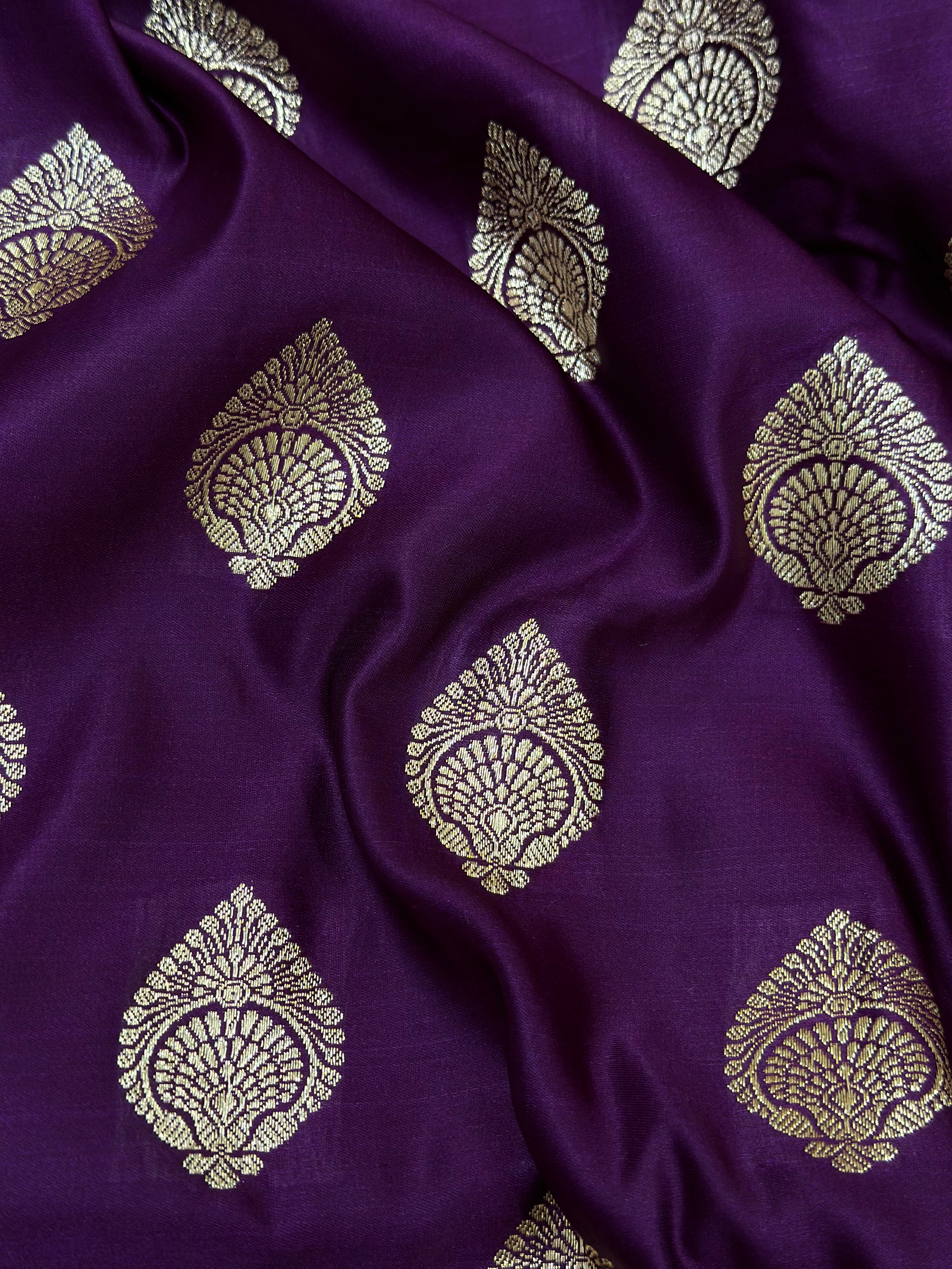 Boota Katan Silk Saree In Purple Shades