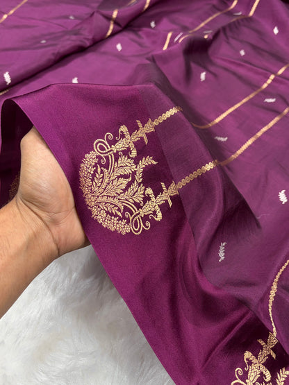 Wine Shades Rangkart Handwoven Pure Katan Paper Silk RM-44