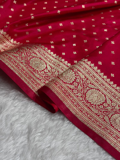 Banarasi Cross Rani Shades Booti Pattern Banarasi Satin Silk Saree SS53