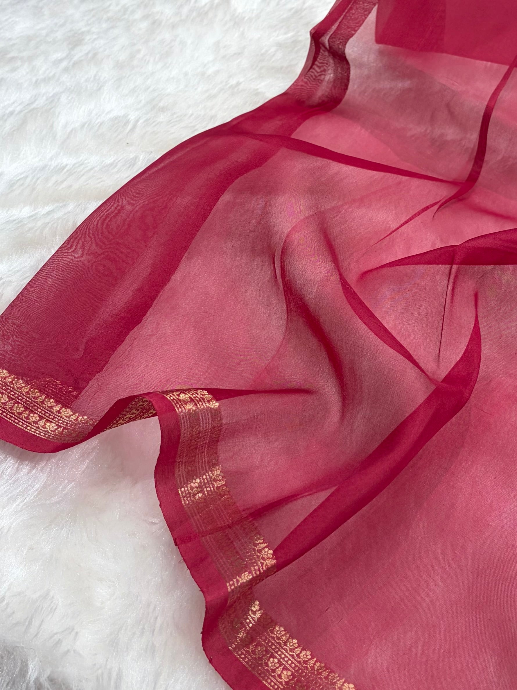 Banarasi Pure Organza Rani Shades Banarasi Silk Saree PO-34