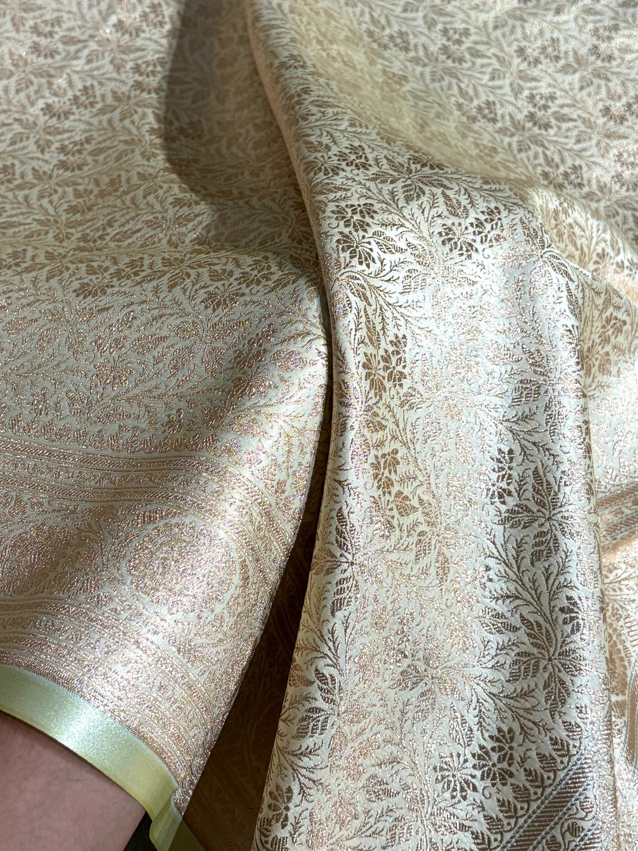 Cream Shades Brocade Satin Silk Saree Banarasi Saree Shades SS30