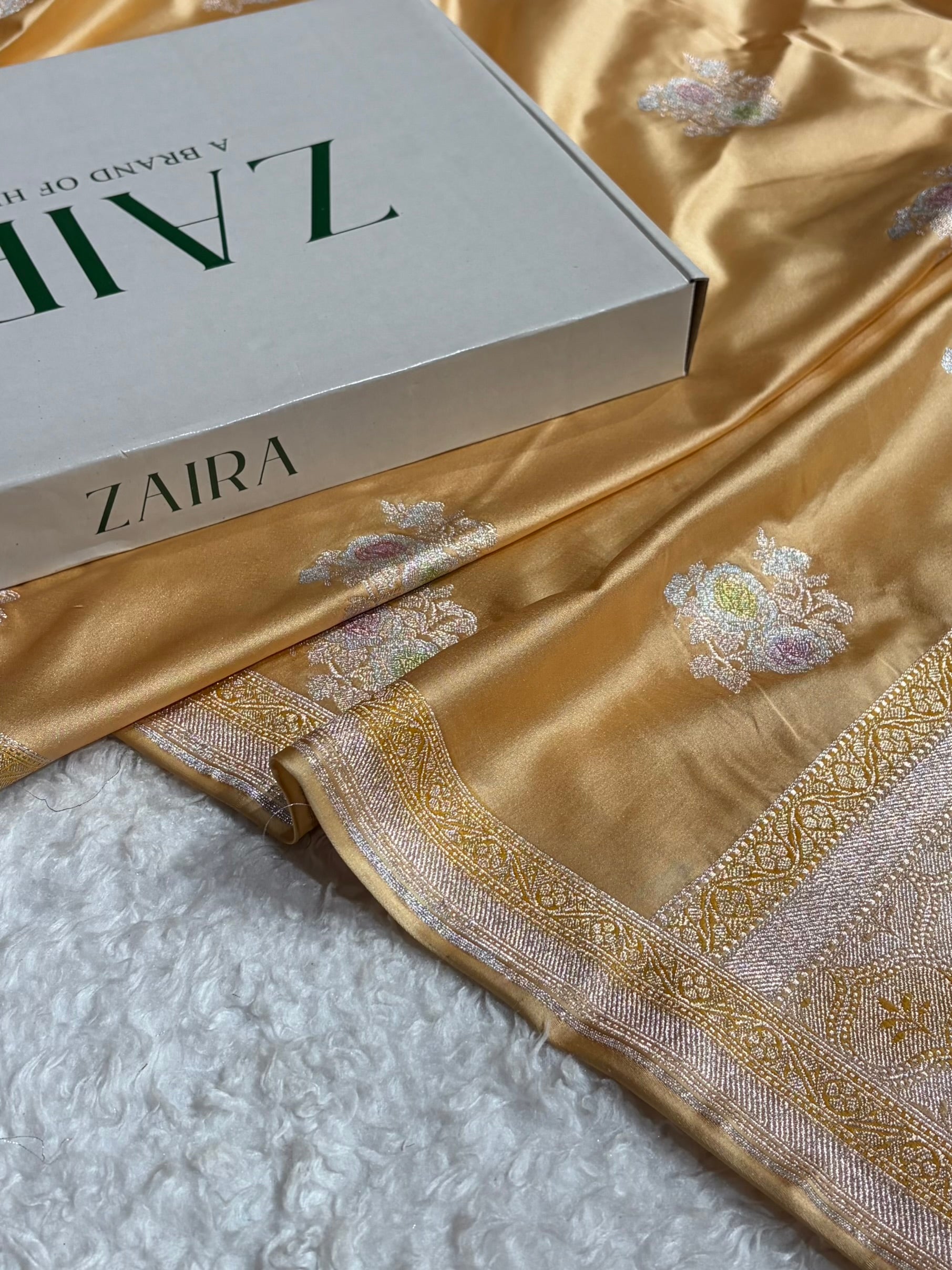 Tusser Sona Rupa Minakari Floral Motif Mashru Silk Saree MS50