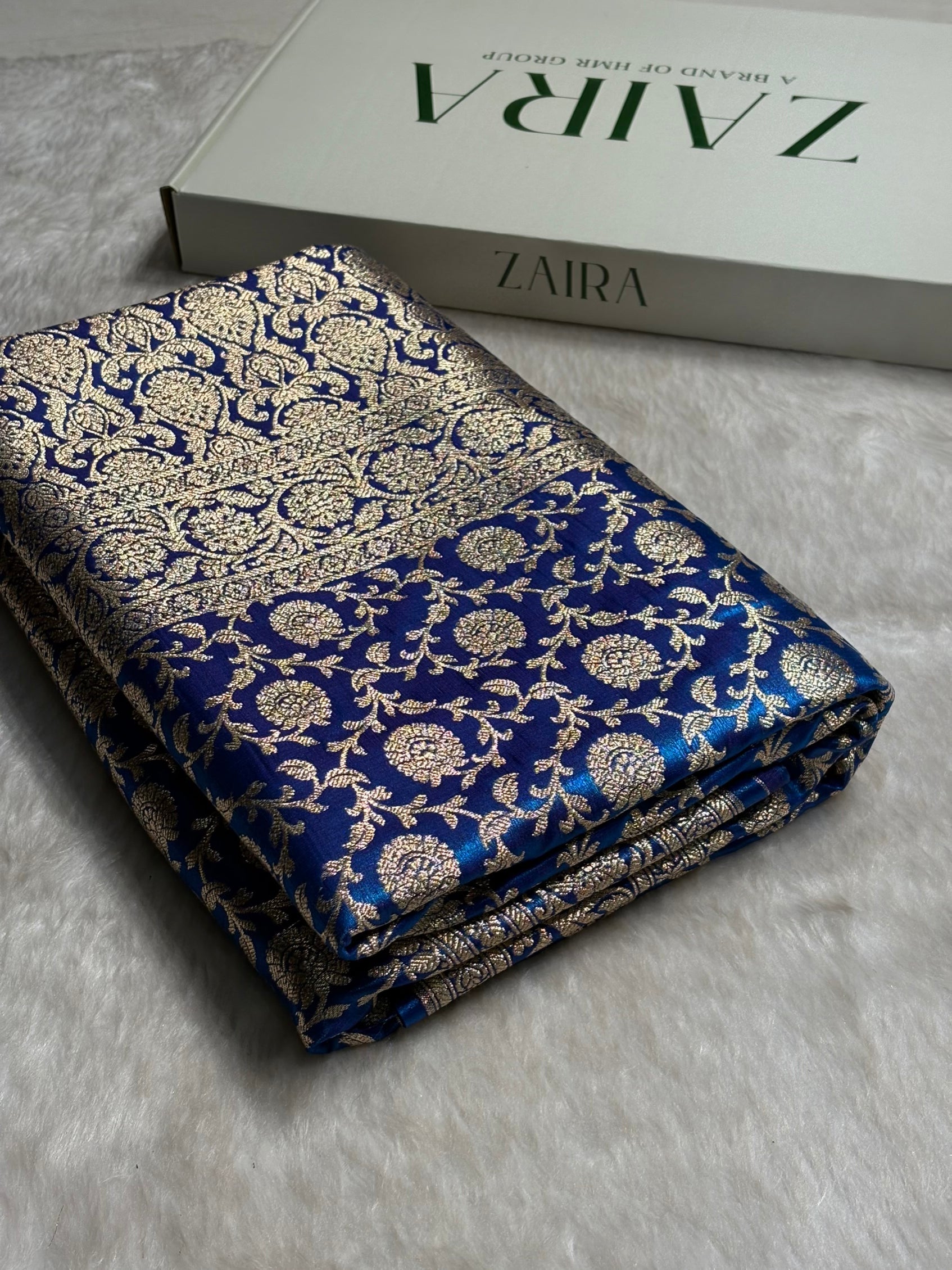 Satin Silk Jaal in Royal Blue Shades SS21