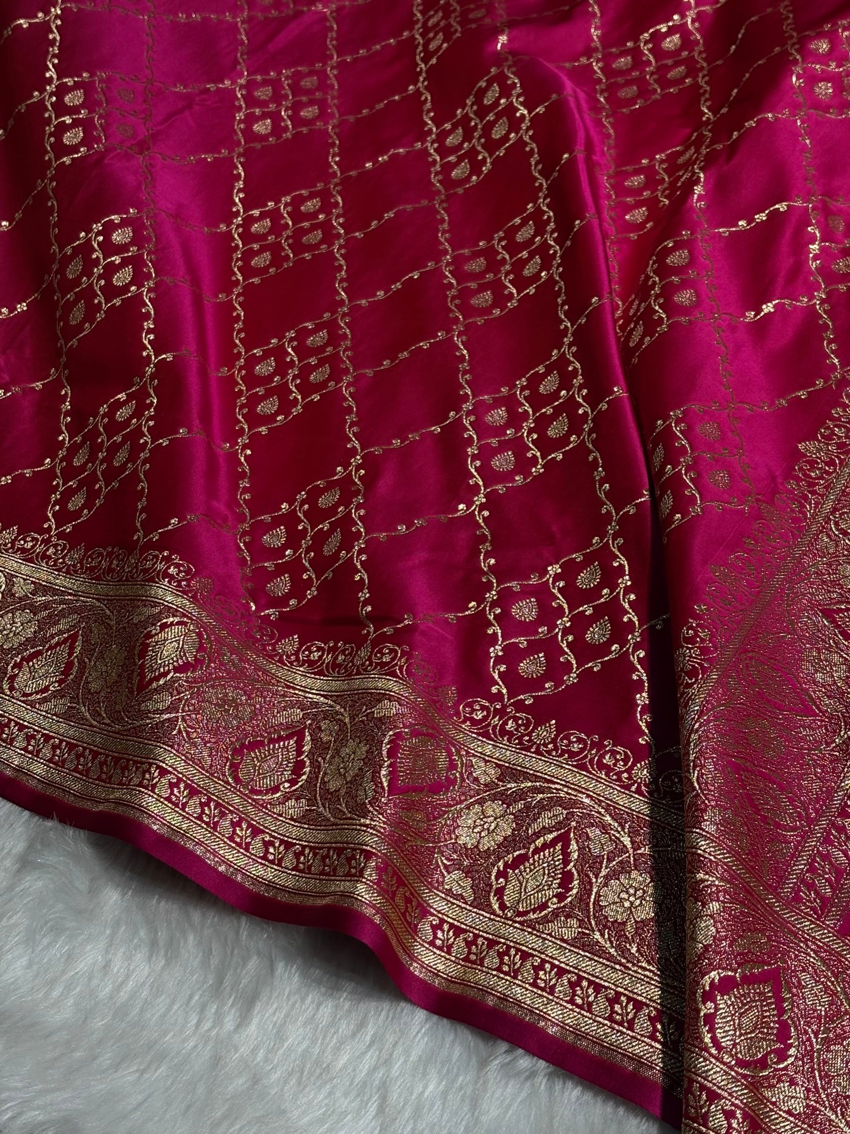 Rani Jaal Satin Katan Silk Saree SK21