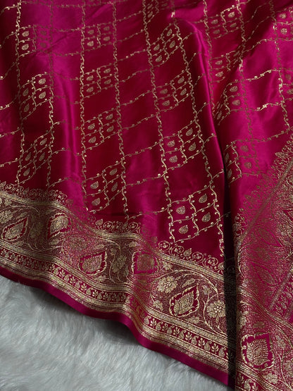 Rani Jaal Satin Katan Silk Saree SK21