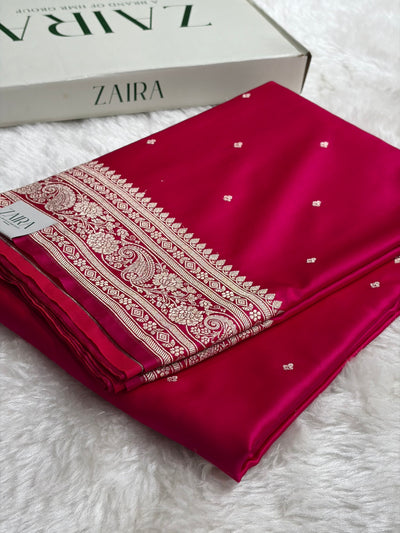 Banarasi Cross Rani Shades Mashru Silk Saree for Festive Seasons MCS64