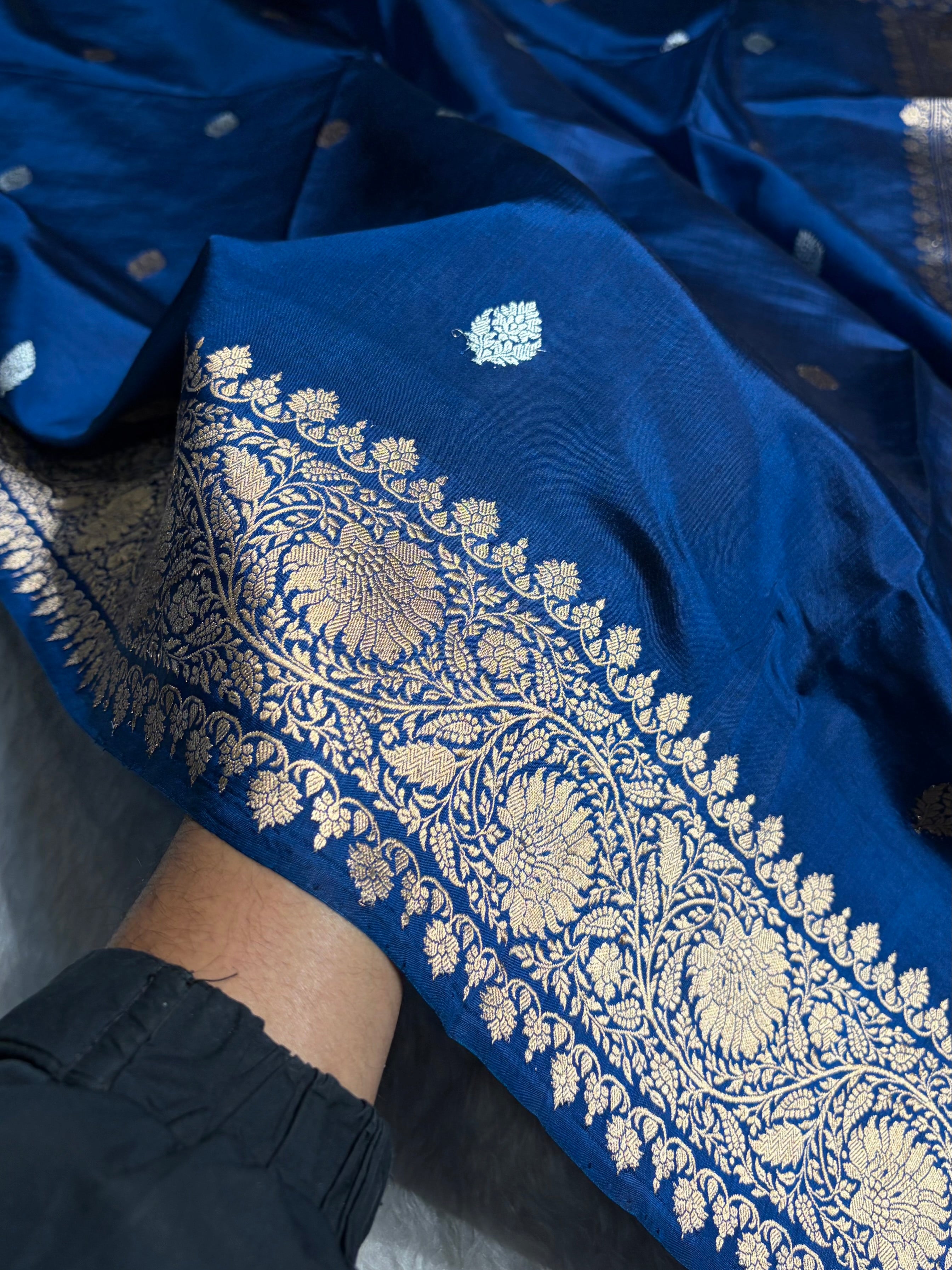 German Blue Boota Handwoven Pure Katan Paper Silk RM-33