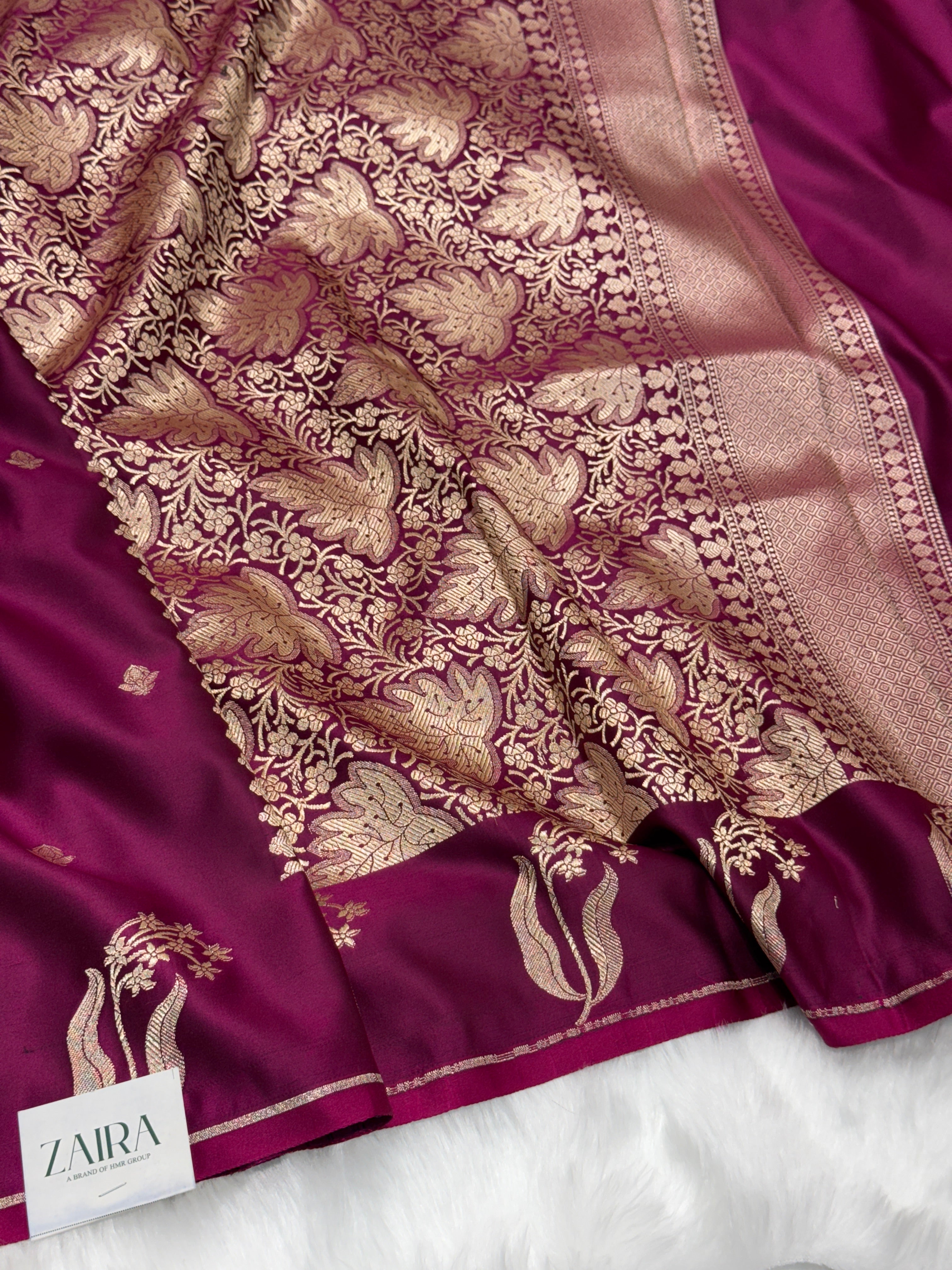 Wine Shades FloralBorder Mashru Silk Saree MSM 50