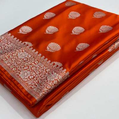 Orange Tree Boota Mashru Silk Saree