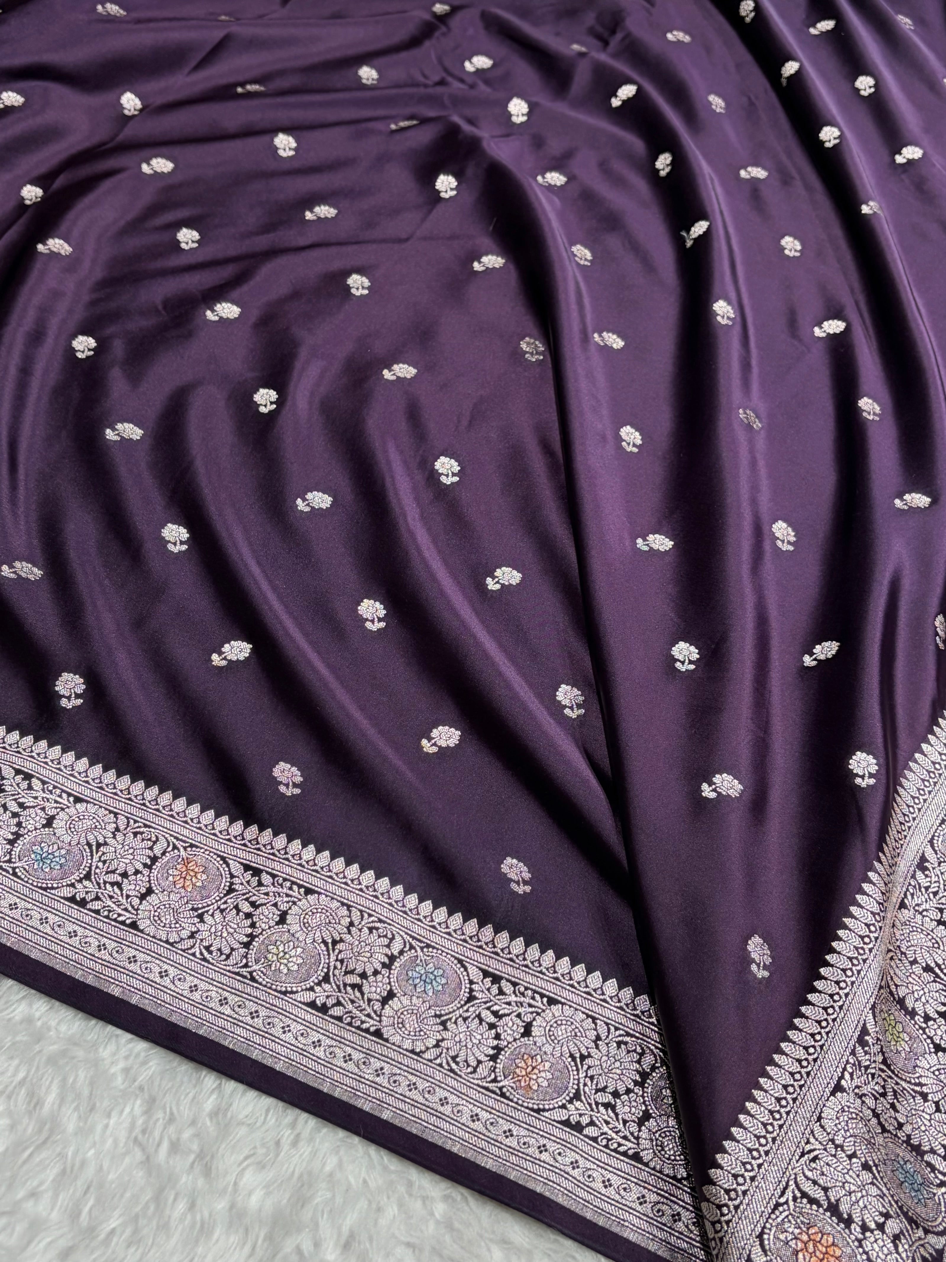 Wine Shade With Booti Pattern Mashru Silk Saree