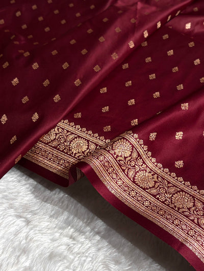Banarasi Boota Katan Silk Saree In Garnet Shades SK03