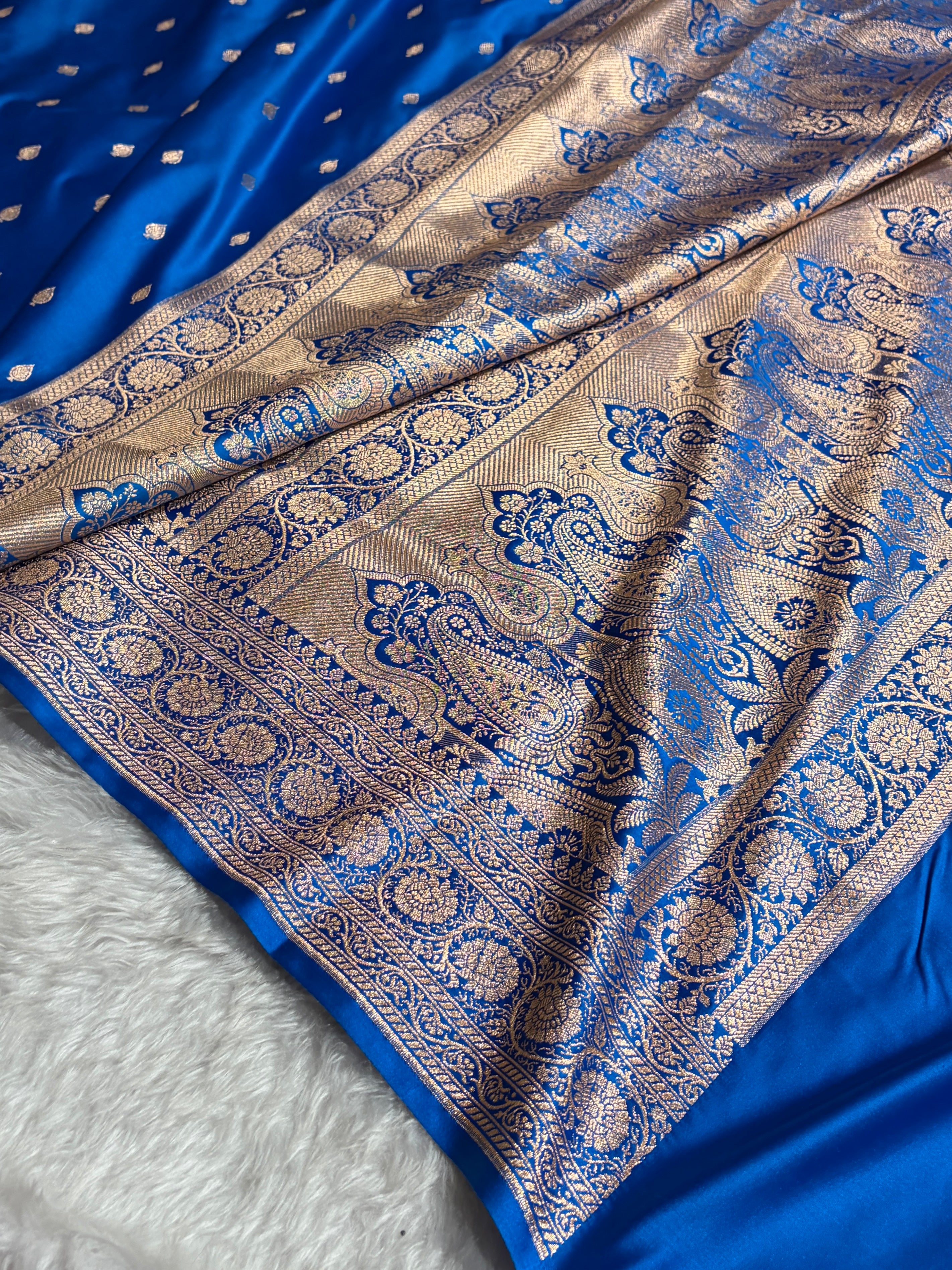 Firozi Banarasi Boota Katan Silk Saree
