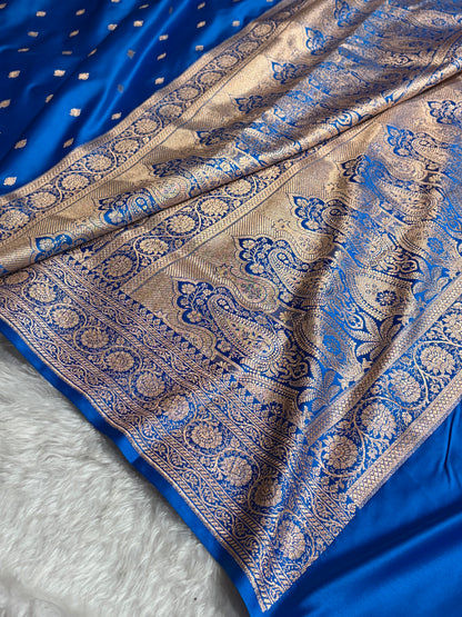 Firozi Banarasi Boota Katan Silk Saree