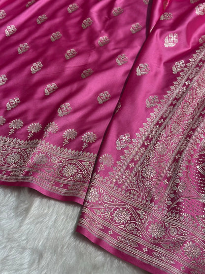Pink Shades Floral Border Boota Mashru Silk Saree MS66