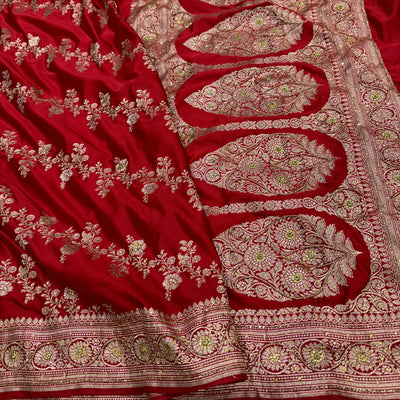 Bridal Red Mashru Silk with Ari and Stone BMCS01