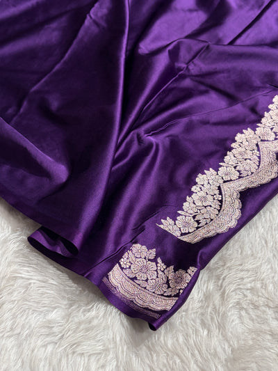 Purple Shades Minakari Scallop Booti Mashru Silk Saree MCS27