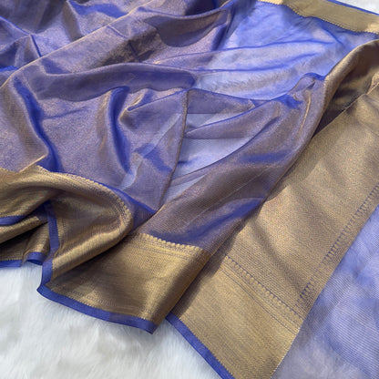 Royal Blue Shades Semi Pure Tissue Silk Saree T04