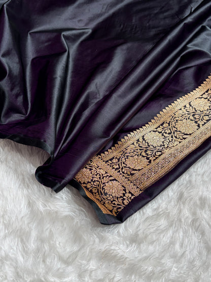 Banarasi Satin Katan Saree With Boota in Dark Wine Shades SK108