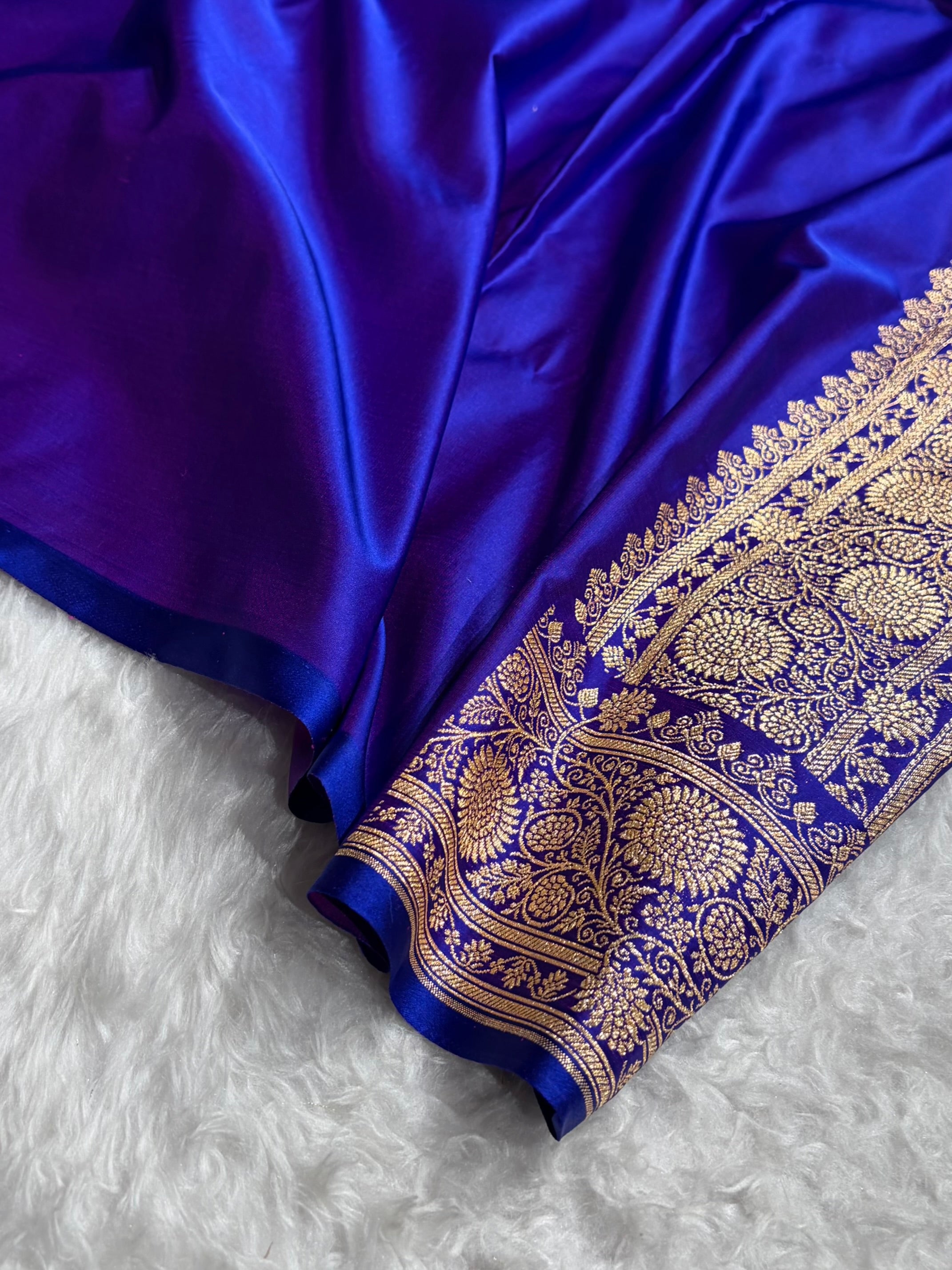 Banarasi Satin Katan Saree in Royal Purple Shades SK82