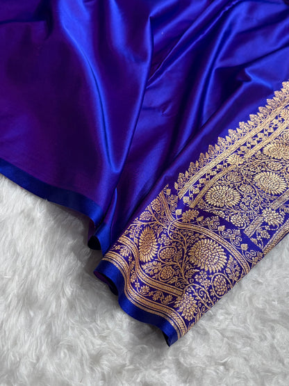 Banarasi Satin Katan Saree in Royal Purple Shades SK82