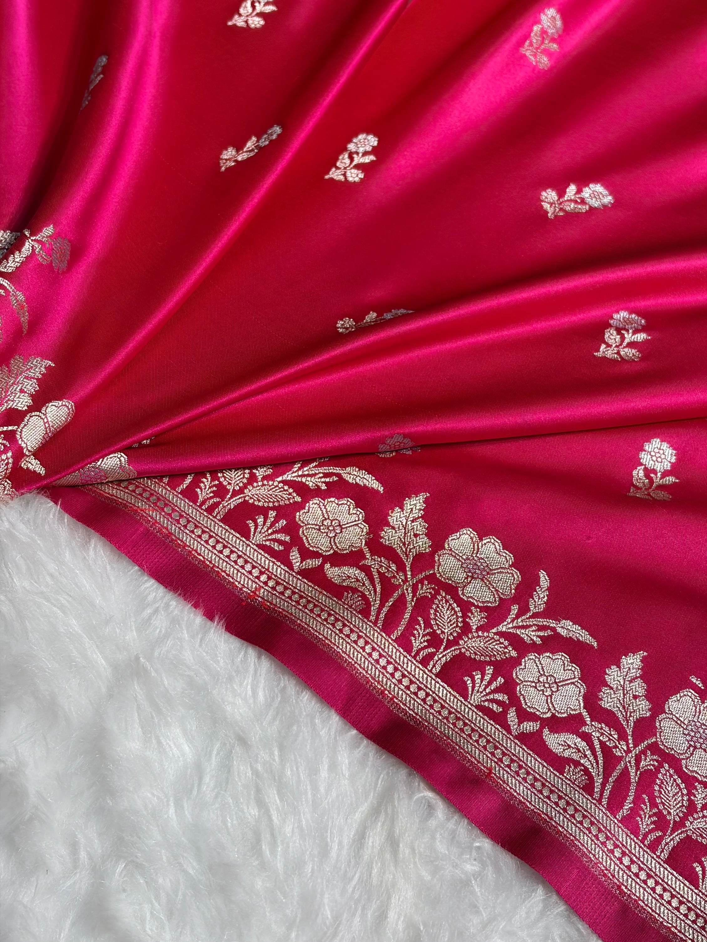 Rani Boota With Floral Border Mashru Silk Saree MSM-86