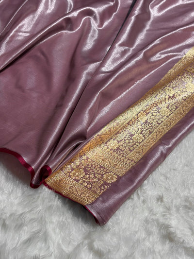Ultra Light Weight Satin Silk Boota in Dusty Lavender Shades SS05