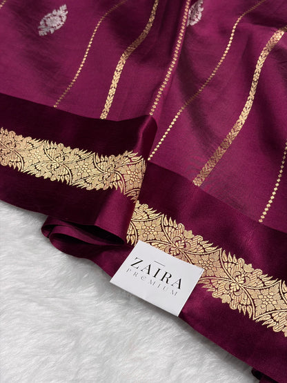 Wine Shades Rangkart Boota Handwoven Pure Katan Raw Mango Silk RM-37