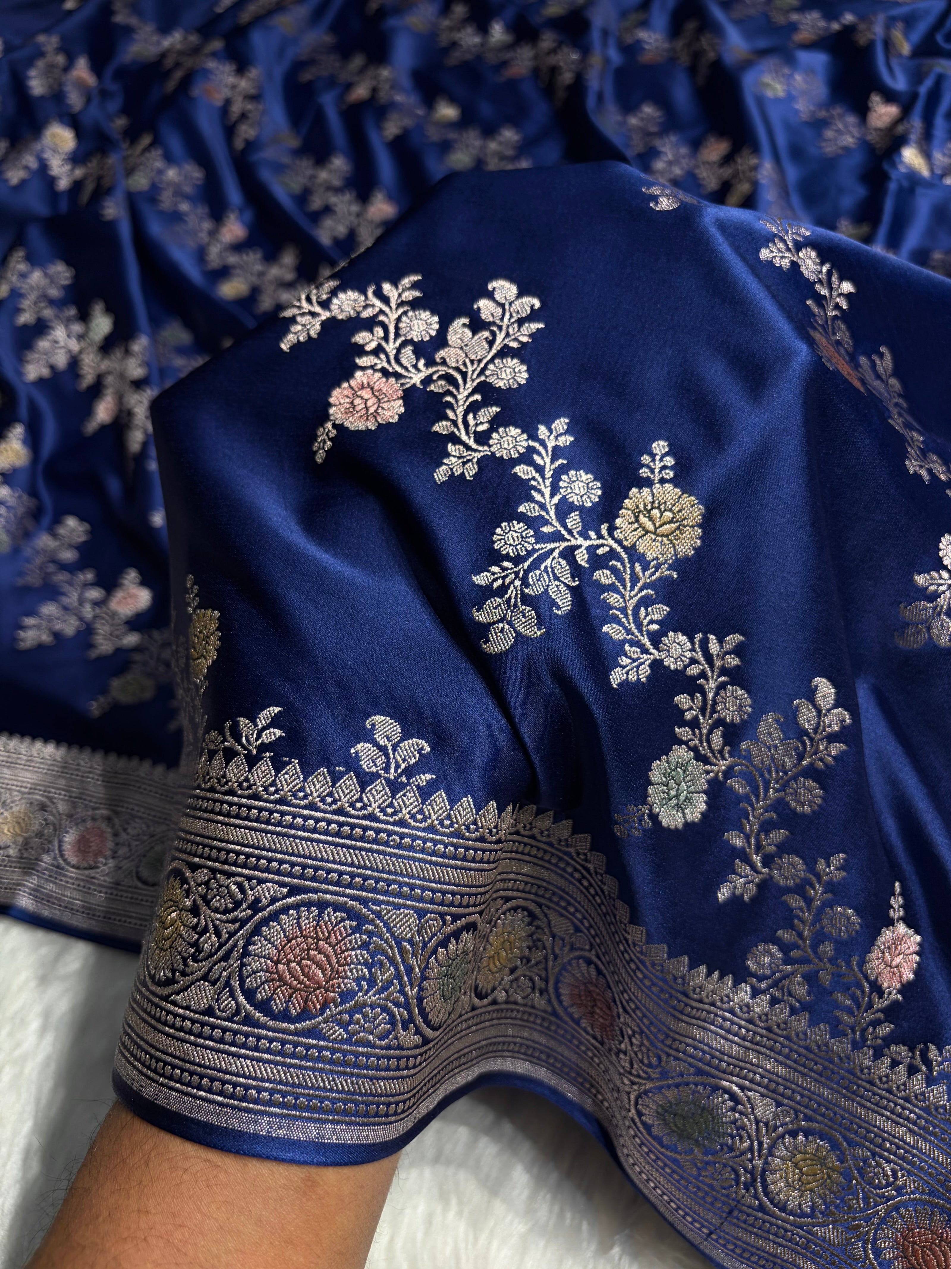 Royal Blue Minakari Banarasi Cross Mashru Silk Saree MS01