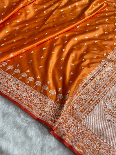 Banarasi Pastel Orange Shades Booti Mashru Silk Saree MCS72