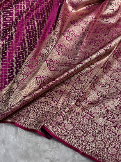 Cross Magenta Banarasi Brocade Soft Katan Silk Saree SKB-01