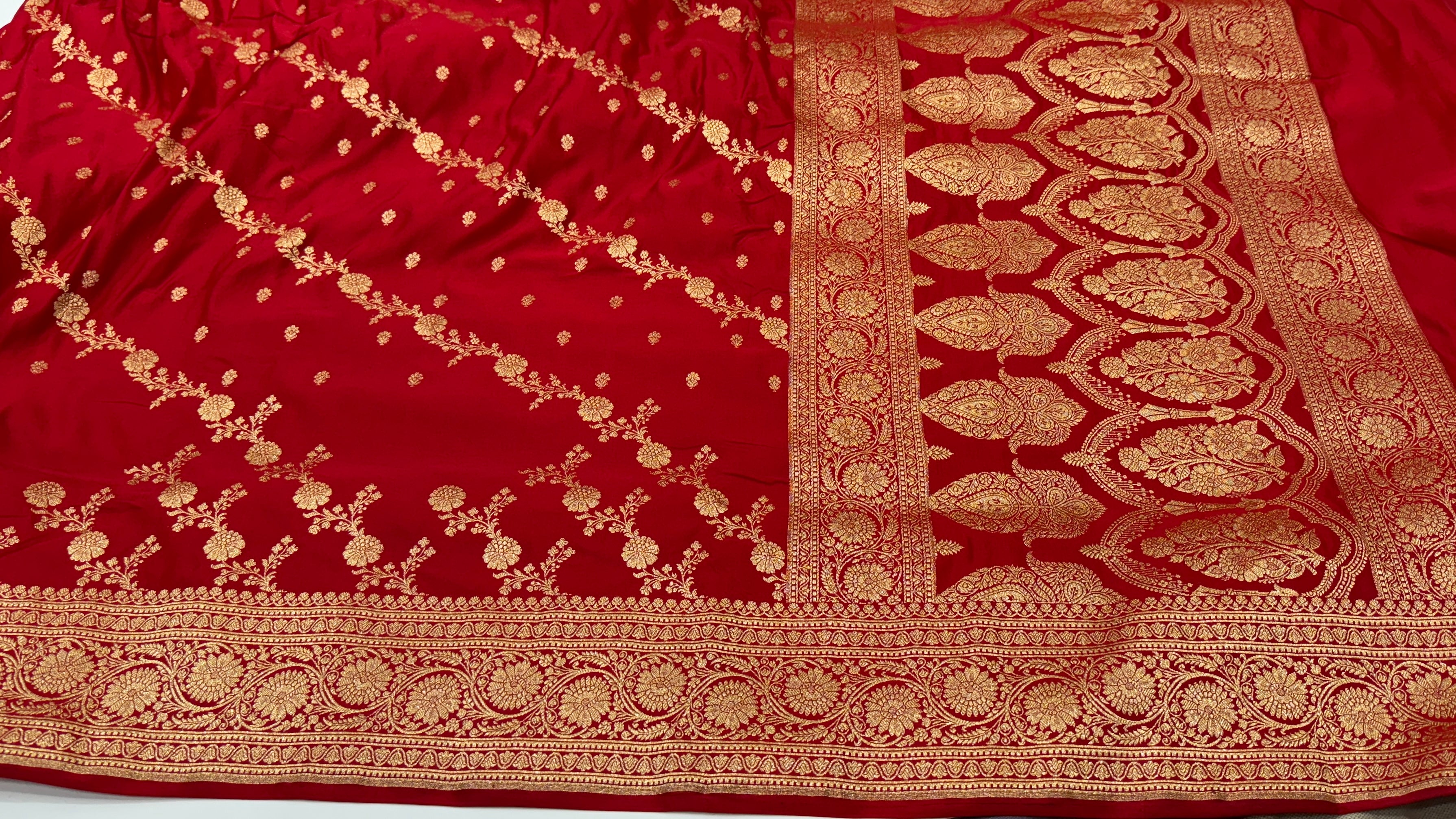 Bridal Red Banarasi Traditional Soft Katan Silk Saree