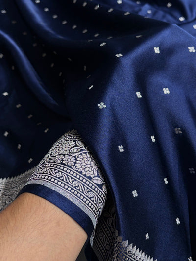 Navy Blue Shades Booti Mashru Silk Saree MCS70