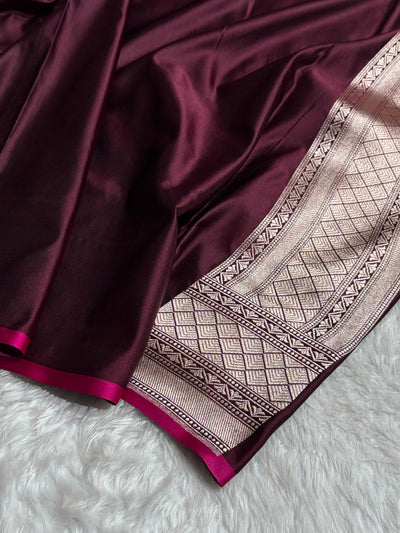 Chocolate Shade With Booti Pattern Mashru Silk Saree