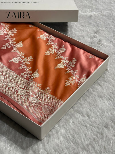 Peach Rangkat Banarasi Cross Mashru Silk Saree MSRK01