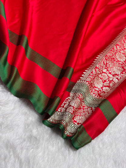 Rani With Red Floral Border Mashru Silk Saree MSM-99