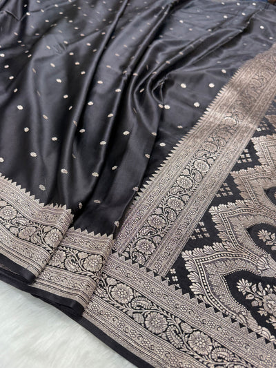 Black shade Booti Mashru Silk Saree MCS26