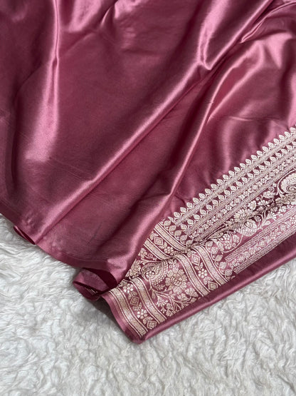 Banarasi Mauve Rangkat Mashru Silk Saree Jaal MSRK44