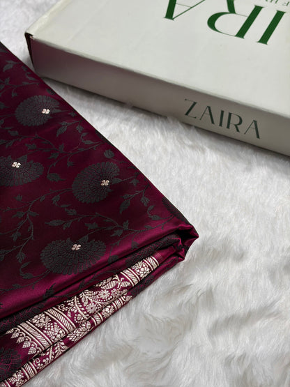 Garnet Shades Tanchoi Motif Mashru Silk Saree MST-11