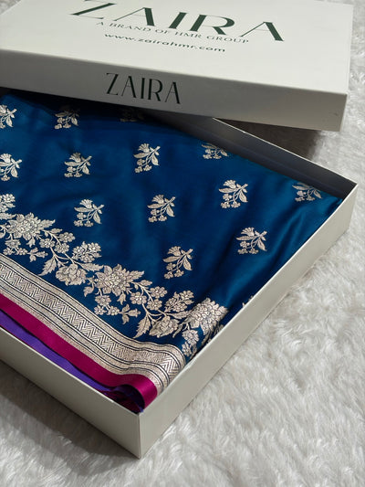 Peacock Shade With Booti Pattern Mashru Silk Saree