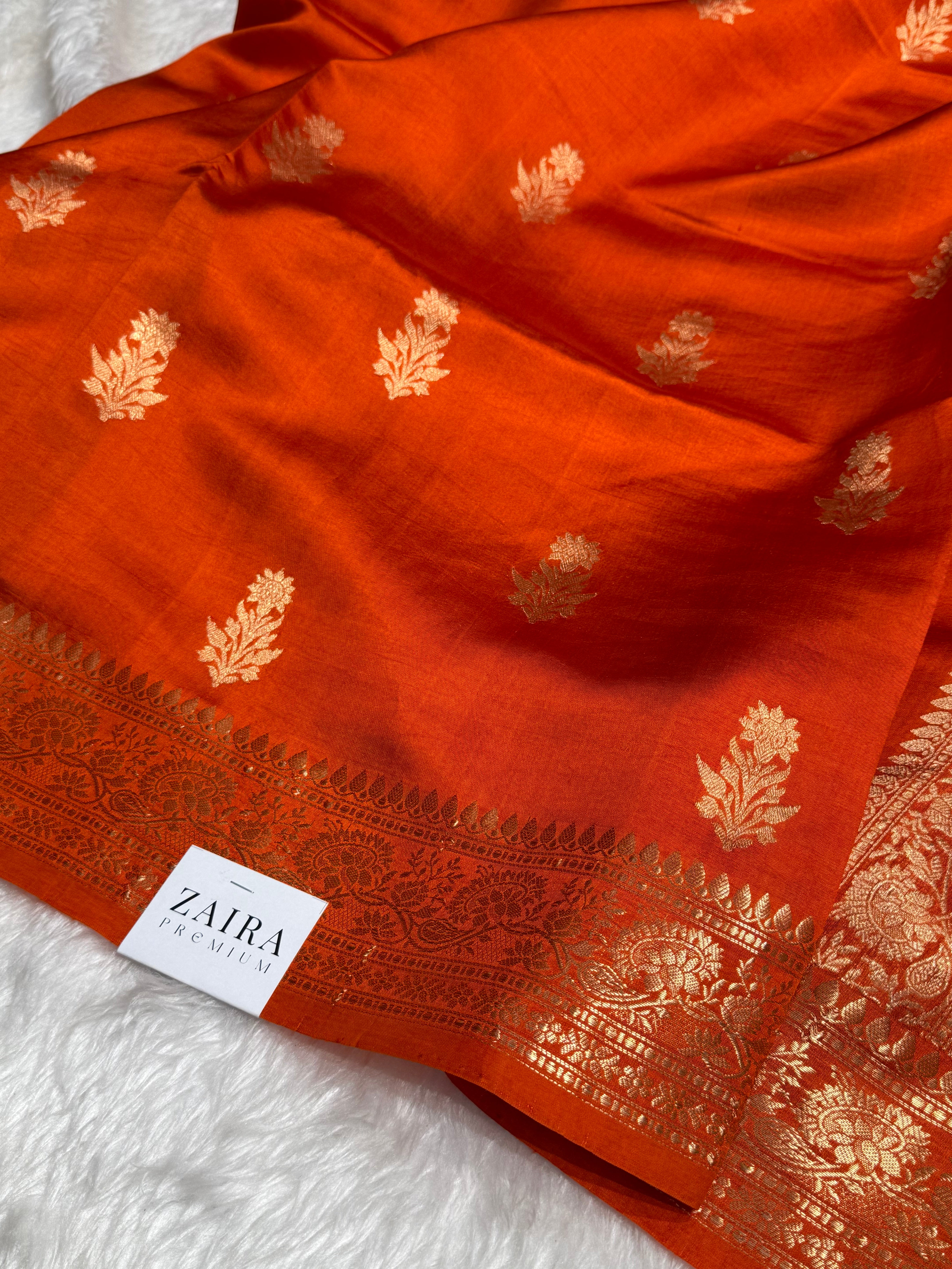 Orange Boota Handwoven Paper Mango Silk
