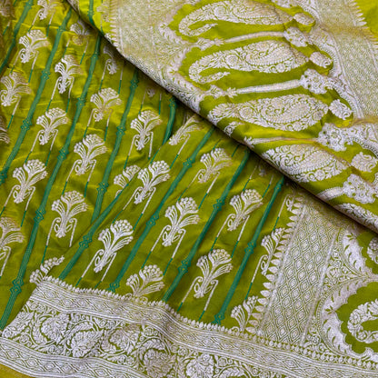 Light Mehandi Green Tanchoi Meena Mashru Silk Saree