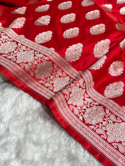 Red Shades Banarasi Boota Pattern Floral Mashru Silk Saree MSM-105