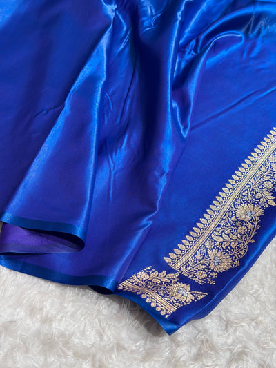 Banarasi Cross Royal Blue Shades Minakari Booti Pattern Banarasi Satin Silk Saree SS60