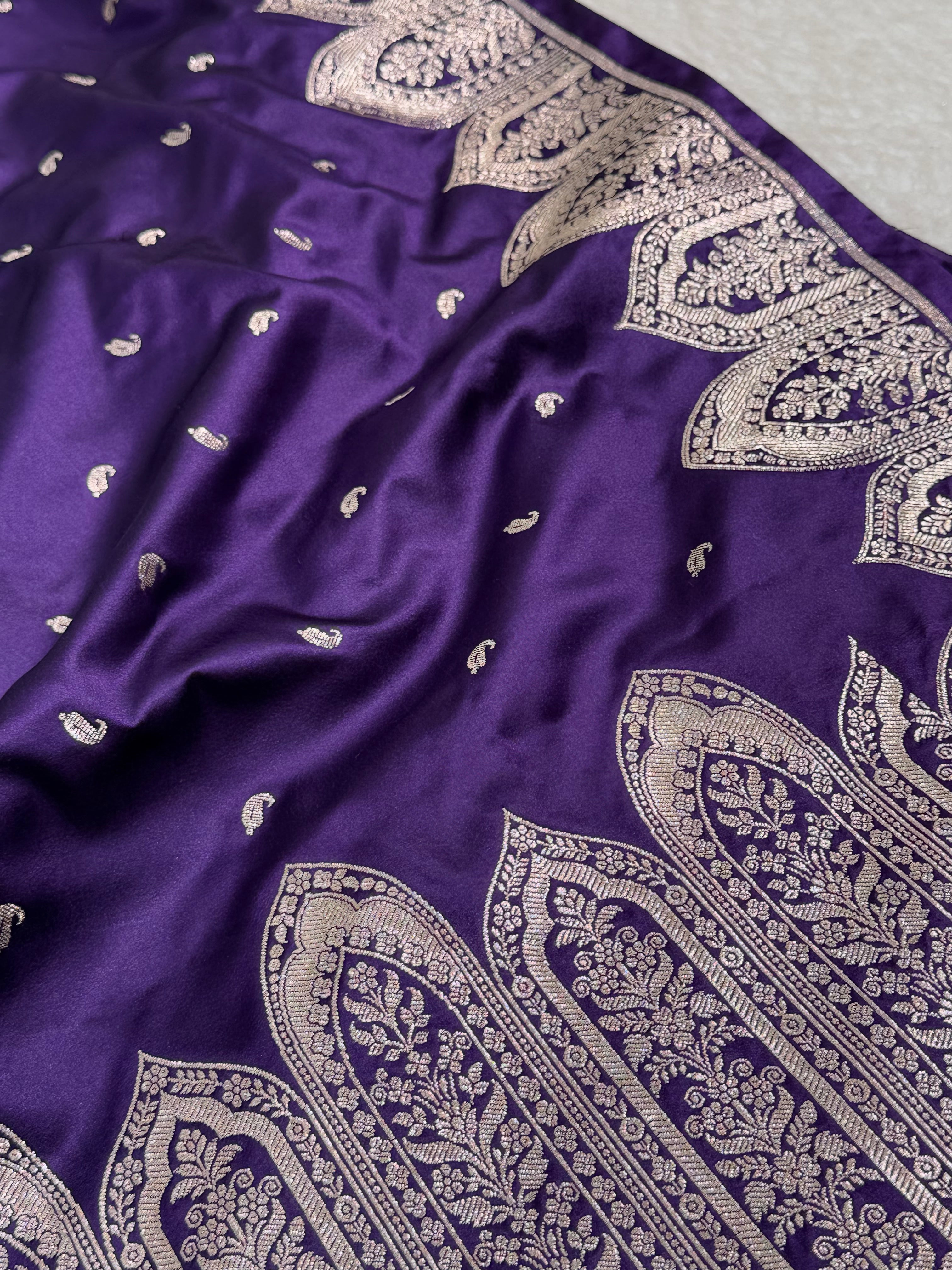 Skirt Border Purple Mashru Silk Saree