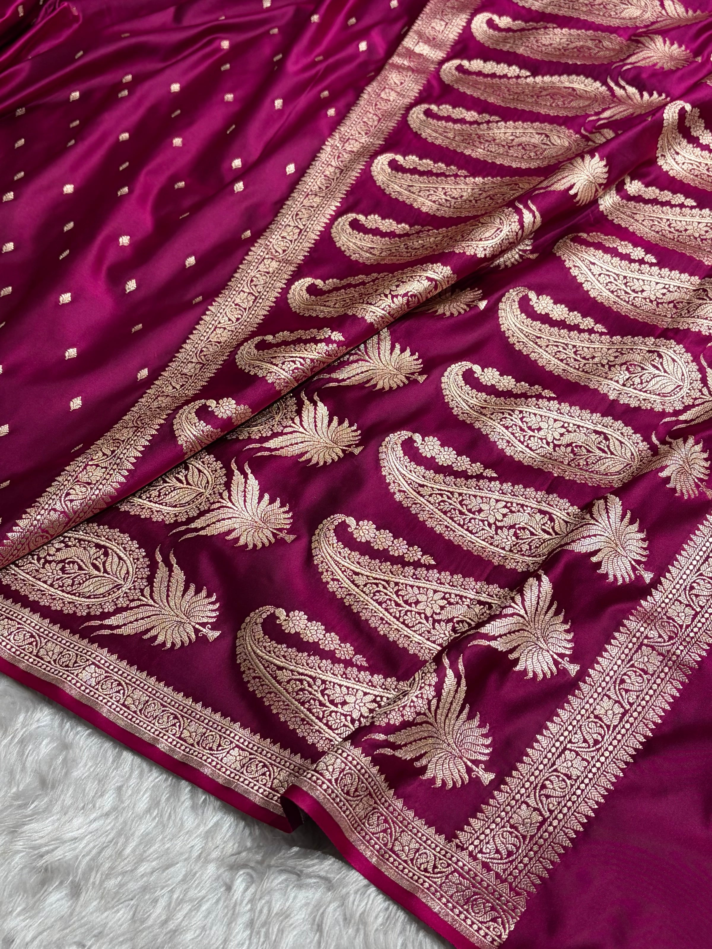Wine Shade With Booti Pattern Mashru Silk Saree