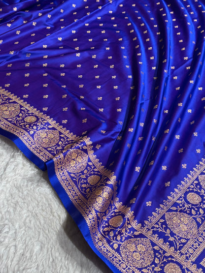 Banarasi Satin Katan Saree With Boota in Royal Purple Shades SK117