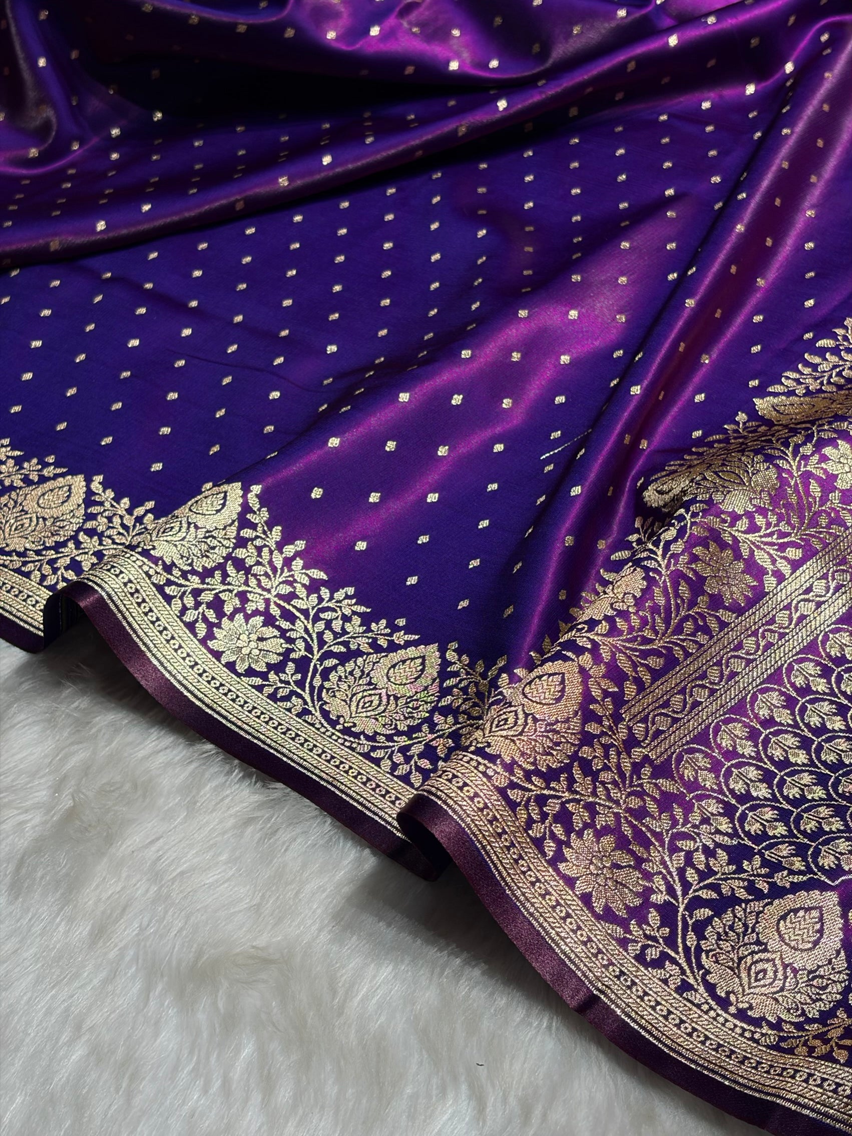 Ultra Light Weight Satin Silk Boota in Magentic Wine Shades SS31